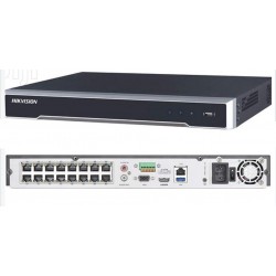 NVR 16ch 8Mpx, +16 POE. Hikvision, 4in Alarma. 2DD 12Tb