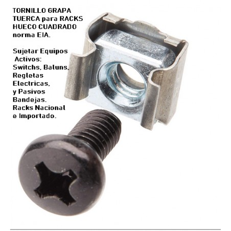 Tornillo Rack Norma EIA, Grapa, Tuerca.