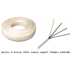 Cable 4 hilos 100% Cob awg22, Elecon, Amarillo, Rojo, Negro, Verde, por metros