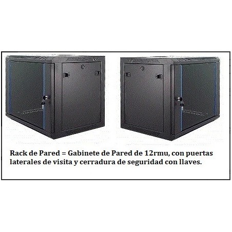 Gabinete Pared 12 rmu Fijo, llaves, C_llaves, Prf45xAnc60xAlt60, Desarmado SIN EXTR, 2 puertas laterales de visita.