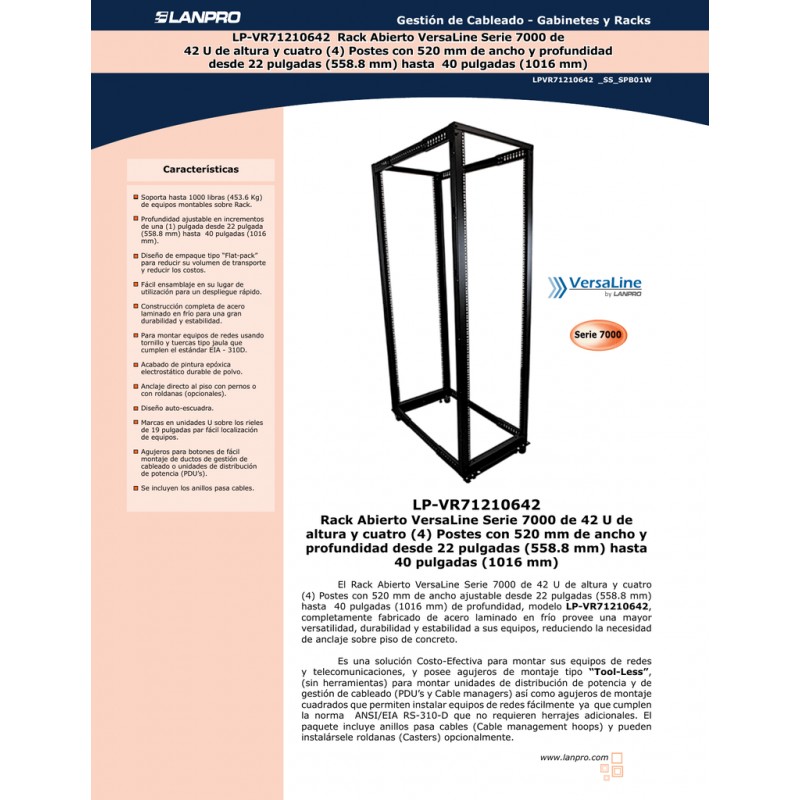 RACK 4 Postes, 42u, Prof: 60Cm, Lanpro, Importado, grapa tuerca, desarmado, hierro