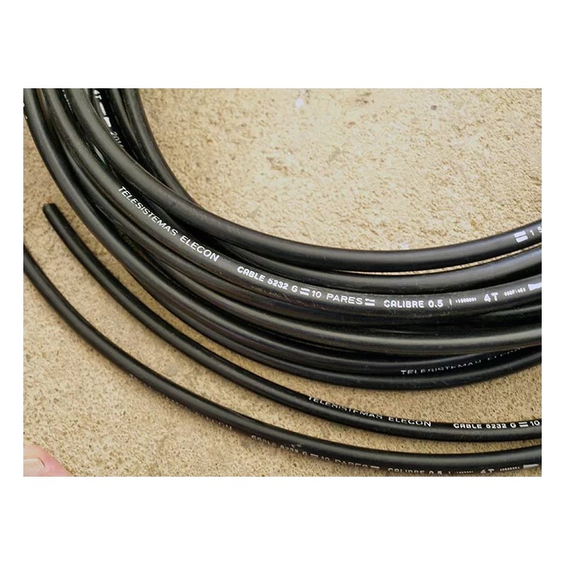 Cable 10 pares Elecon Cobre awg24 Planta Externa, Chaqueta Negra, p/Mt SUPERTEL, Certif Fabric Nacional.  Telefonia Camaras