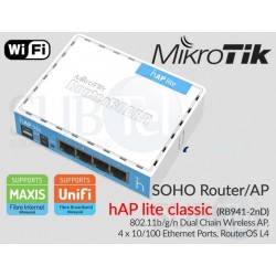 Router AP Mikrotik WiFi 300Mbps, 100Mb Wps, 4 Ptos FastETh, 802.11bgn, Gtia: 30 dias Factura