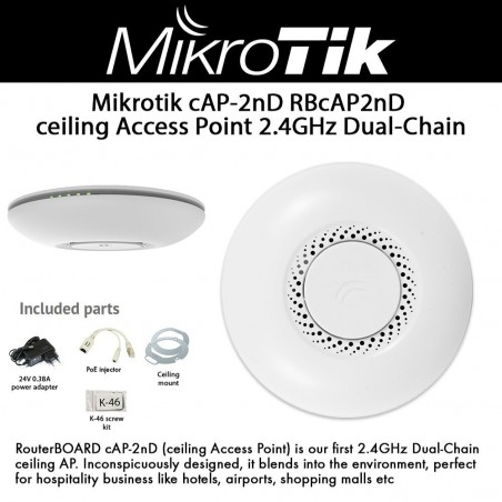 cAP ac MikroTik  Dual Band Dual Chain 802.11b/g/n/ac, 1PoE In 1PoE Out 802.3af/at, 2.4GHz Wi-Fi4 / 5Ghz Wi-Fi5 1.2Gb