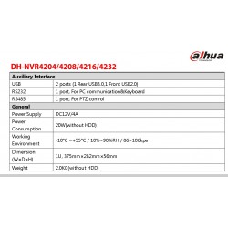 NVR 32 Cam IP hasta 5Mpx, Dahua 2Usb 2.0/3.01, sop 2dd S3 6Tb,