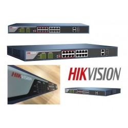 Switch Hikvision 16 Pts 10/100Mb PoE 230w IEEE 802.3af, 30w por Puerto, 2 Pts Gb UP-Link, 2 Pts SFP Gb, Rack. Gtia: 30 D