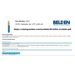 Bobina Cat 6E Belden 2424, Azul, 305mt 350MHz, Riser-CMR, 23 awg. LSZH