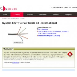 Cable CAT 6 Utp, Azul, Siemon, p/Mts CM, IEC 60332-1, awg23.