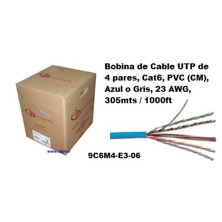 Bobina CAT 6, Siemon, Azul, 305mt CM, IEC 60332-1, awg23.