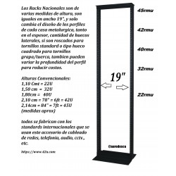 Rack Piso 2.1mt 45u Numerado, Ref, Q/Imp desarmado, 40 tornillos grapa/tuerca.