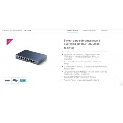 Switch 8 Pto 100/1000 Mbp, Deskt Tp-Link Gtia: 90 Dias Factura