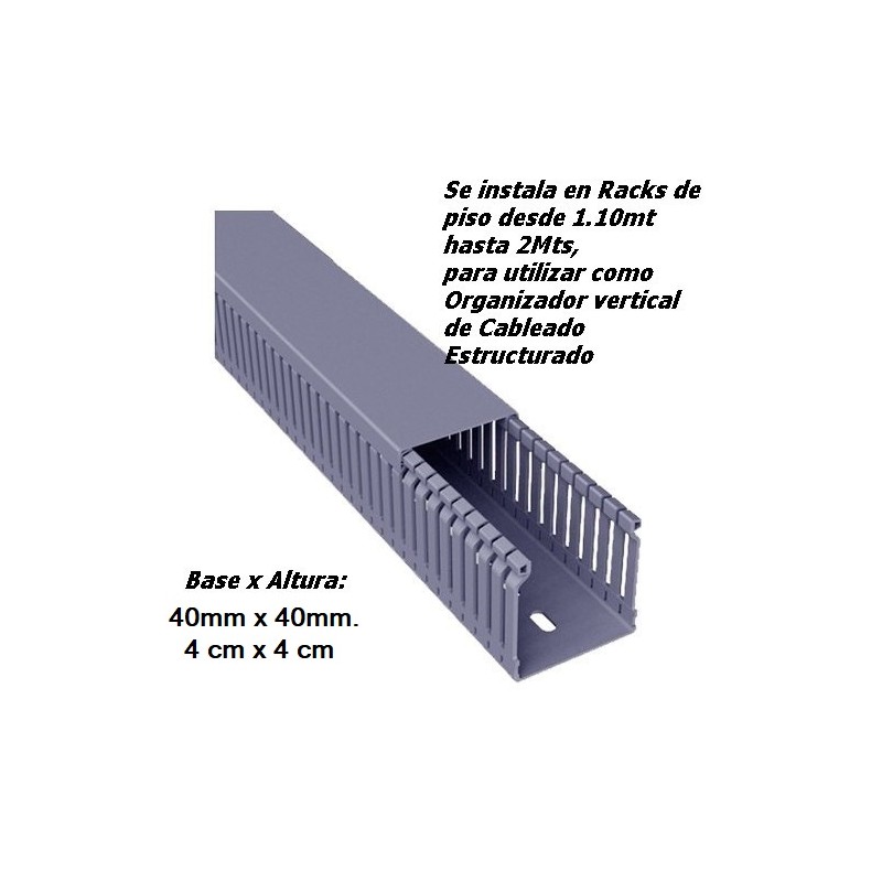 Canaleta Ranurada 40x40mm Gris 2mt