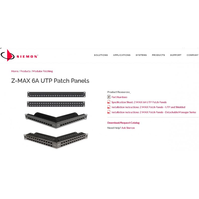 Patchpanel 24 ptos 6A Shielded, 1rmu, Siemon