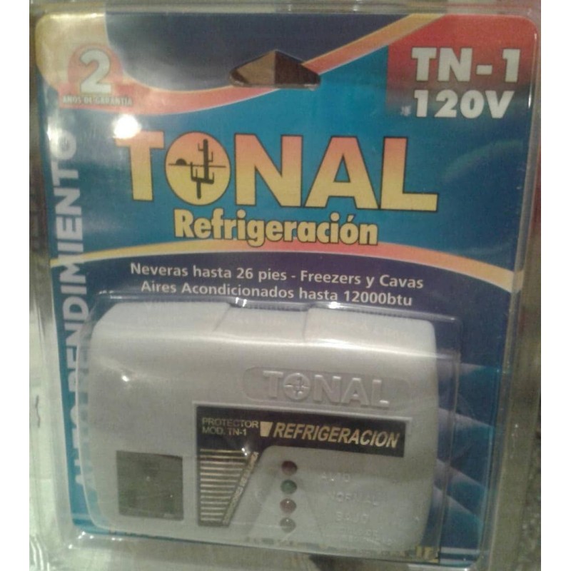 Protector Nevera Dom. 120v, 15 Amp, 1 AC Apaga 190V bajo 235V Alto, timer 4-5min Max 12000btu. Grtia: 2 Años con Emerald