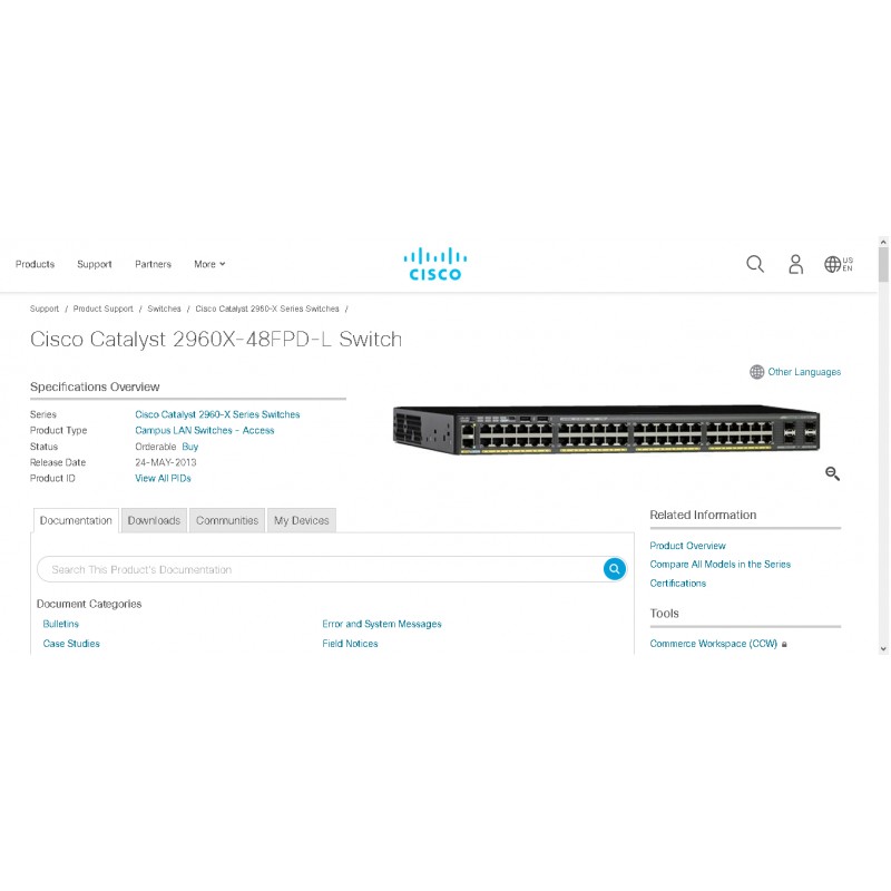 Switch 48p POE +2. CISCO, Admin, Layer 2 +2 Port 10Gigab, L3. Poe 802.3af, 740w,