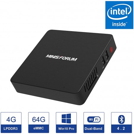 Mini PC KODLIX, CPU Intel Atom VGA/HDMI 4K, eMMC 64Gb, 8Gb RAM, USB 3.0, W10Pro Wi-Fi 2.4/5Gh, Bluetooth, Mic/Aud. Gtia: 90d