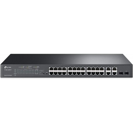 Switch 24p POE +4Sfp  Administrable Tp-Link 2Fan/Extractor. Gigabit Poe 802.3at/af, Rack, 192w. T1500-28PCT. Garantia: 180 dias