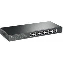 Switch 24p POE +4Sfp  Administrable Tp-Link 2Fan/Extractor. Gigabit Poe 802.3at/af, Rack, 192w. T1500-28PCT. Garantia: 180 dias