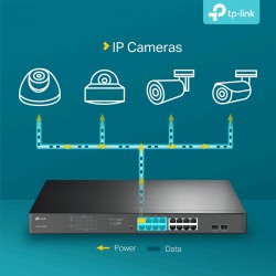 Switch 16p POE +2Sfp  Administrable Tp-Link Gigabit Poe 802.3at/af, 192w, Rack 2Fan/Extractor. Garantia: 180 dias