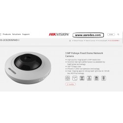 Camara IP Panoram 3 Mpx 1.16mm Hikvision Vistas 180g/360g, 0.017lux, POE Onvif Metal, SD 128Gb, Wdr. Gtia: 180 Dias