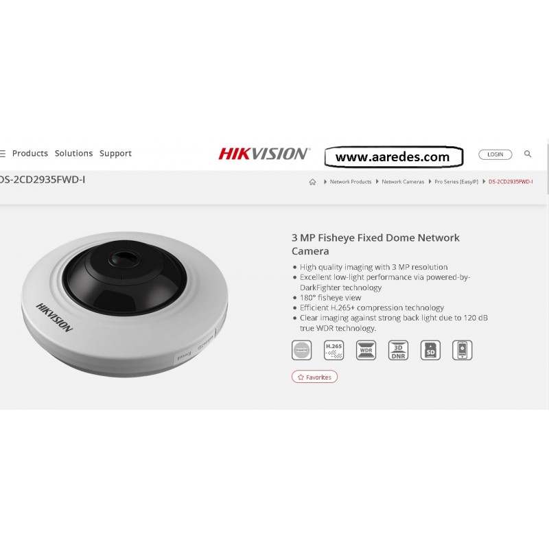 Camara IP Panoram 3 Mpx 1.16mm Hikvision Vistas 180g/360g, 0.017lux, POE Onvif Metal, SD 128Gb, Wdr. Gtia: 180 Dias