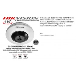 Camara IP Panoram 5 Mpx 1.05mm Hikvision 1/2.5", Vistas 186/360, IR 8m, POE Onvif h264, Metal, Sd128Gb, Wdr. Gtia: 180dias