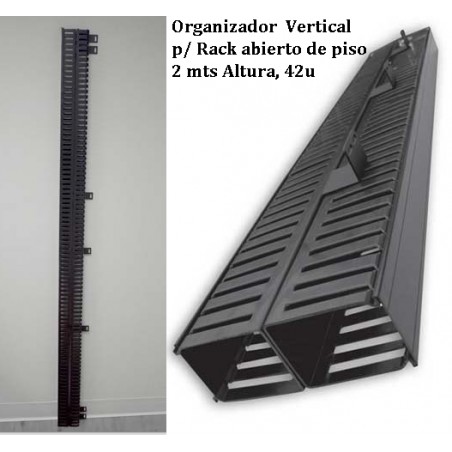 Organizador Vertical 80x80 Frente/Trasero 2m 2x80x80, 2 tapas plastico, Negro.