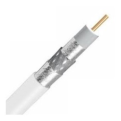 Rollo Coaxial RG-6u CATV Blanco 152m PVC, 18awg CCS, Perfect Flex (belden) 34awg TriShield 77 malla Aluminio, 500ft