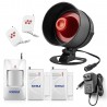 Alarma Sirena Inalambrica 433Mhz 110db, Kit con Reg12v, con 3 Sensor y 2 Control Remoto