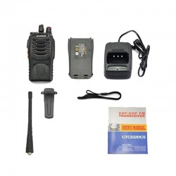 Radio Profesional VHF 5w, 440-470Mhz, 16 Canales Incluye Base Cargador, Antena, Batería. Grtía: 30D.