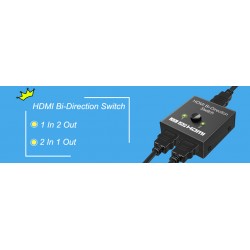 Splitter HDMI Bidireccional 1a2 y 2a1 Resoluc: 1080p/3D, 4K, HDCP V2.2. Grt:30d