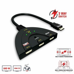 Splitter 3 HDMI 3a1, Switch para Intercambiar el equipo de entrada, Cable Integrado, Resol: 1080p/2160p, 10 Mts, 2K, 3D, 4K.