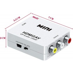 Convertidor Hdmi hembra Video Rca Cable power Usb V-1.0, 2 Audio L/R. Garantia: 30 dias factura