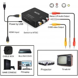 Convertidor Hdmi hembra Video Rca Cable power Usb V-1.0, 2 Audio L/R. Garantia: 30 dias factura