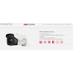 Camara Cañon 8.29Mpx 2.8mm Hikvisio 1/2" Metal IP67, ExIR 60m, 4K, OSD, 4en1