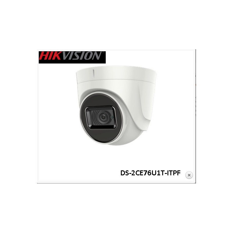 Camara Domo 8.29Mpx 2.8mm Hikvision 1/2" Plastic Indo, ExIR 30m, IRcut, OSD, 4en1. DS-2CE76U1T-ITPF