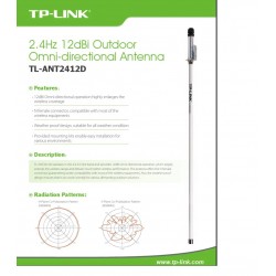 Antena OmniDireccional 2.4GHz 12dbi N, Tp-Link de Exteriores.