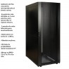 Gabinete piso 27rmu, Prf 100cm, 1.38mt 4 Ptas Fte Micro Perfora, Extrac, Ruedas desarmado. Negro. Xplorer