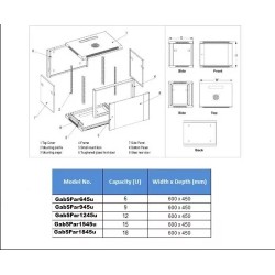 Gabinete piso 27rmu, Prf 100cm, 1.38mt 4 Ptas Fte Micro Perfora, Extrac, Ruedas desarmado. Negro. Xplorer