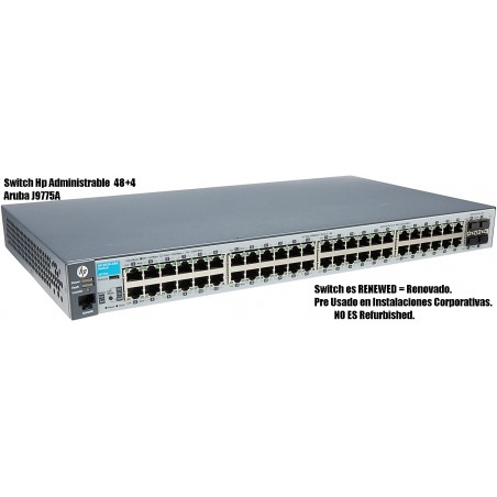 Switch 52 Ptos 100/1000Mbp, HP. ReNew 48 Ptos +4x SFP/Rj-45, Smart Administrable Layer2 Aruba HP 2530-48G, Gtia: 90 dias