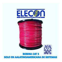 Bobina Cat 5e Elecon F Cobre 305m ROJO fab nac, 100% cobre, awg24.