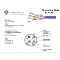 Bobina Siemon Cat 7, 10Ghz S/FTP Violeta doble chaqueta, CMZ-00424SIE-10U, awg24, cada par con Foild, norma LSZH