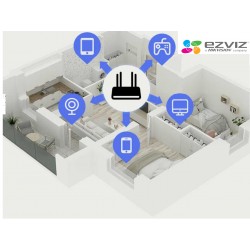 Router Dual Band EzViz WiFi AC1200 App, 4 Ant, 2.4y5Ghz, 1Wan, 3Lan Gigabit 300y866Mbps. CS-W3C-WD1200G. G:90ias