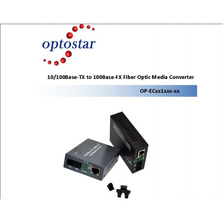 Convertidor de Media Optostar Multimodo SC 10/100Mbp 2Km, 62,5/125, 1310nm.