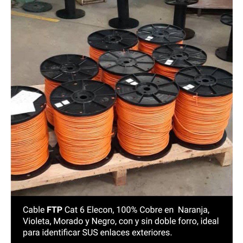 Bobina CAT 6 UTP  Naranja awg23 Elecon 100% COBRE, 305Mts, fabricación Nacional.