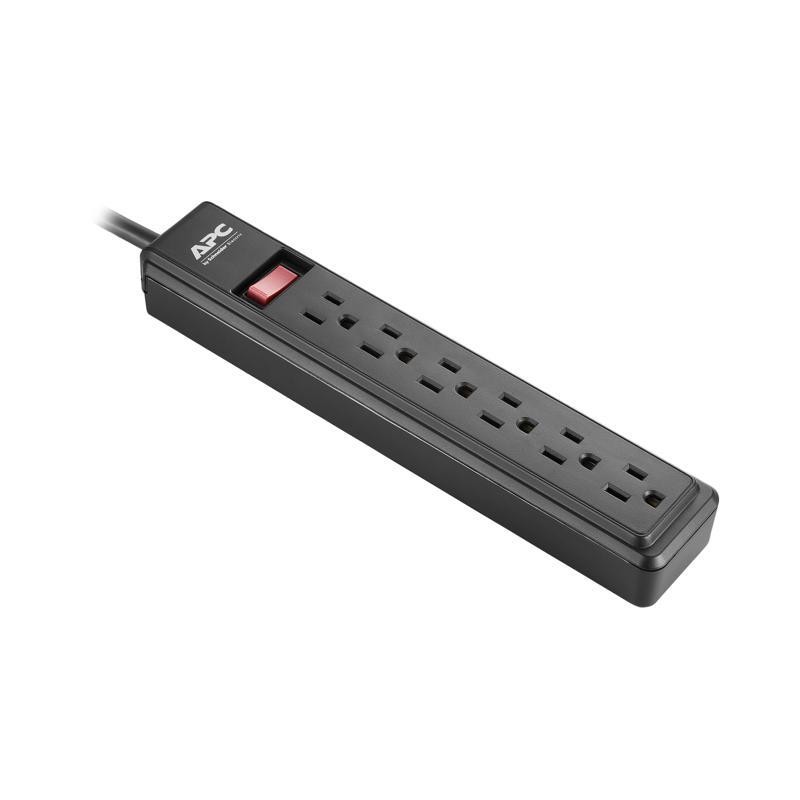 Regleta Eléctrica APC , 6 Ac 120v 15A, Cable de 0,9Mts (3 Feets), NEGRO