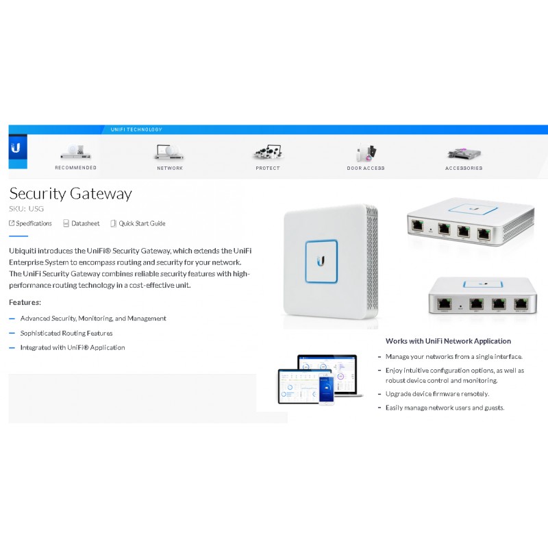 Enterprise Security Gateway Gigabi Unifi 1 puerto Consola Lan, 2Lan, 1LanWan Kit Montaje Pared. Garantia: 90 dias.