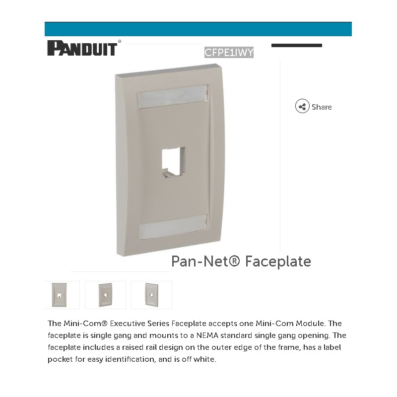 Faceplate Panduit 1 Puerto Blanco Ejecutivo.