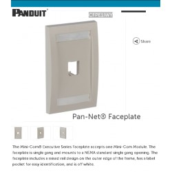 Faceplate Panduit 2 Puertos Blanco Ejecutivo.