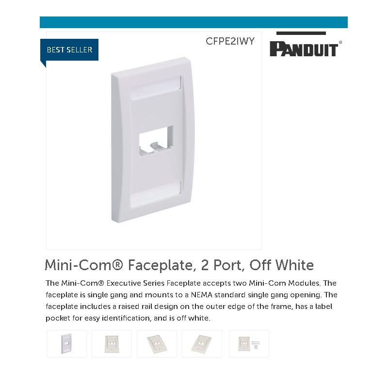 Faceplate Panduit 2 Puertos Blanco Ejecutivo.